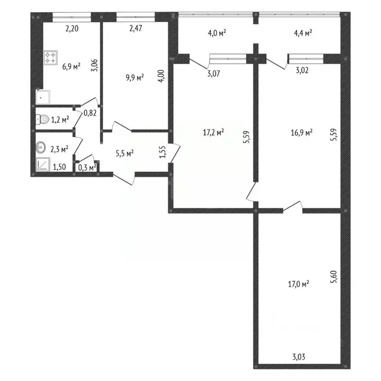 4-к кв. Башкортостан, Уфа ул. Бессонова, 26 (85.6 м) - Фото 2