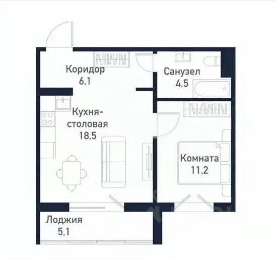 2-к кв. Челябинская область, Челябинск ул. Мусы Джалиля, 12 (40.7 м) - Фото 1