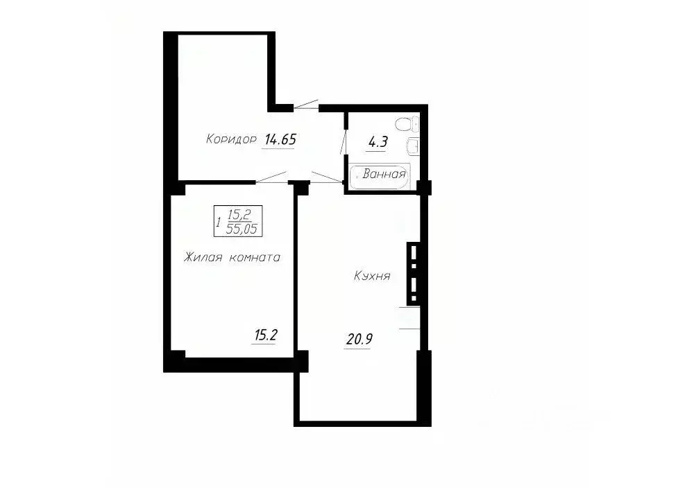 1-к кв. Ставропольский край, Ессентуки  (55.05 м) - Фото 1