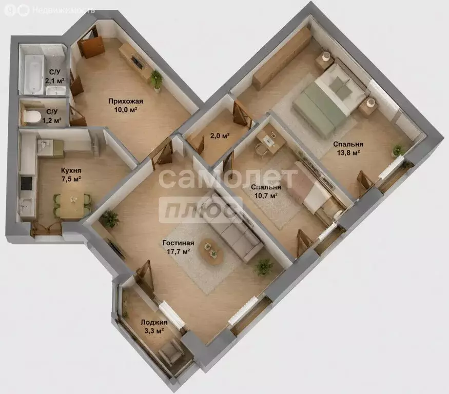 3-комнатная квартира: Уфа, улица Авроры, 3 (64 м) - Фото 1