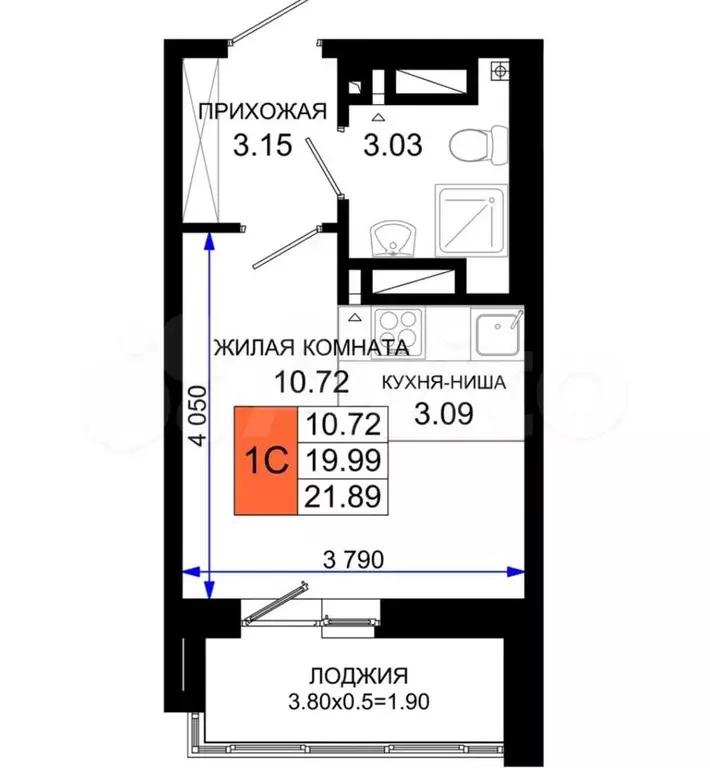 Квартира-студия, 22 м, 18/25 эт. - Фото 0