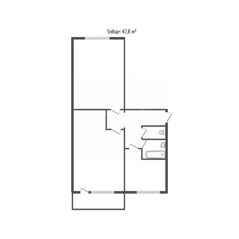 2-к кв. Брянская область, Брянск ул. Горбатова, 4 (47.8 м) - Фото 1