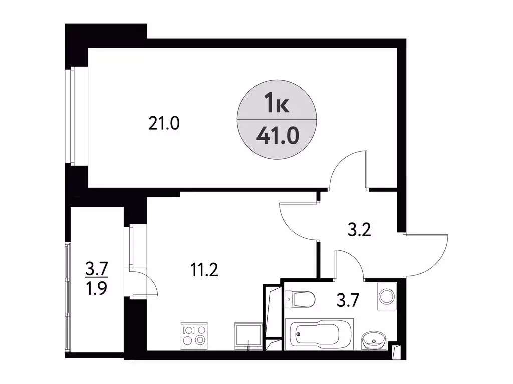 1-комнатная квартира: Щёлково, улица Механизаторов, 1А (41 м) - Фото 1