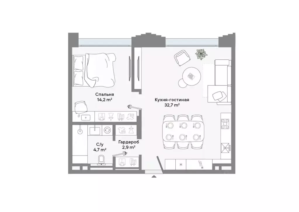 1-к кв. Москва Ленинский просп., 2 (54.5 м) - Фото 2