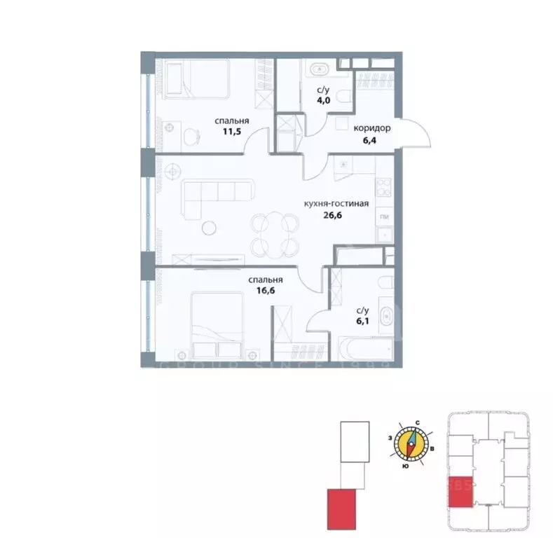 3-комнатная квартира: Москва, улица Василия Ланового, 7с1 (71.5 м) - Фото 1