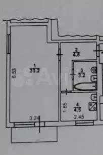 1-к. квартира, 32,7 м, 5/5 эт. - Фото 0