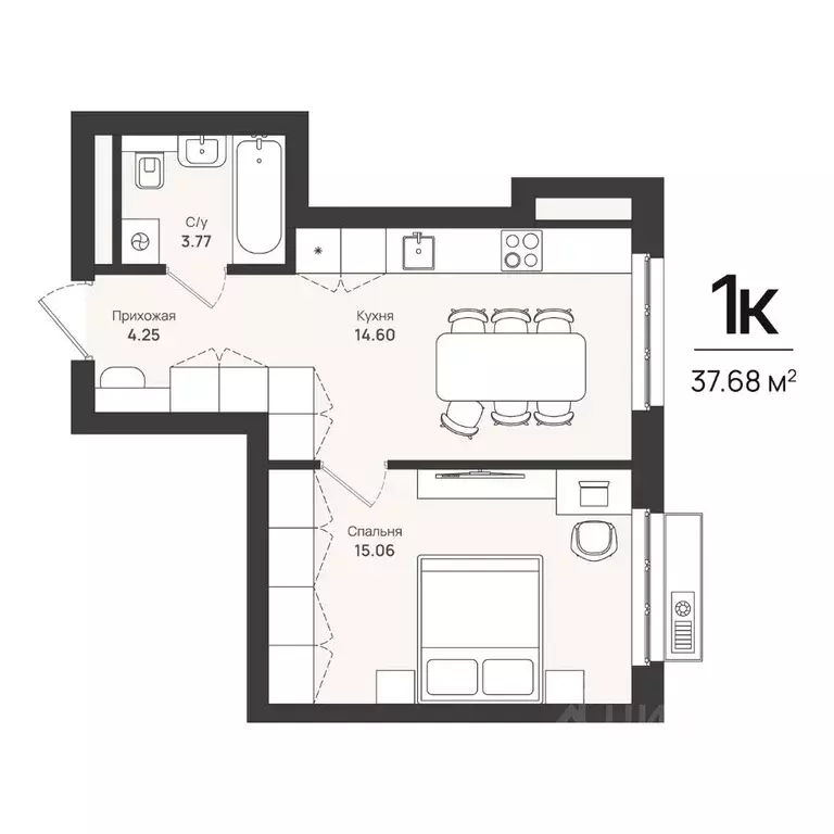 1-к кв. Пермский край, Пермь Уинская ул., 56 (37.68 м) - Фото 1