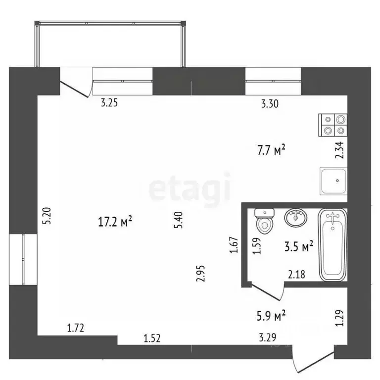 Студия Ярославская область, Ярославль просп. Авиаторов, 16 (34.3 м) - Фото 2