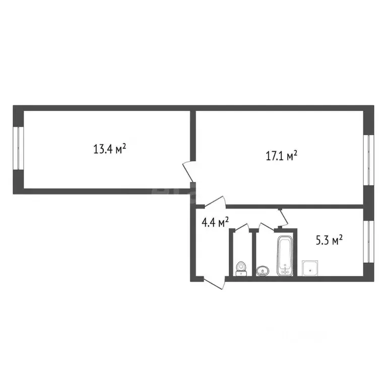 2-к кв. Красноярский край, Красноярск Ульяновский просп., 2 (43.5 м) - Фото 1