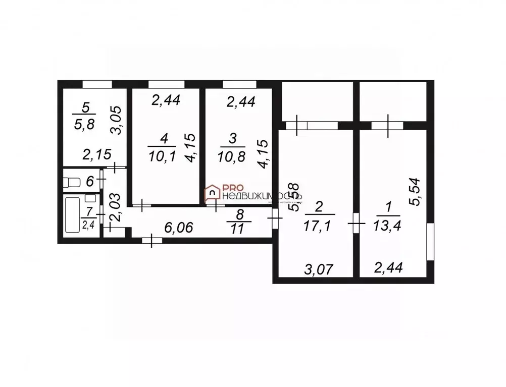 4-к кв. Новосибирская область, Новосибирск ул. Связистов, 143 (70.0 м) - Фото 2