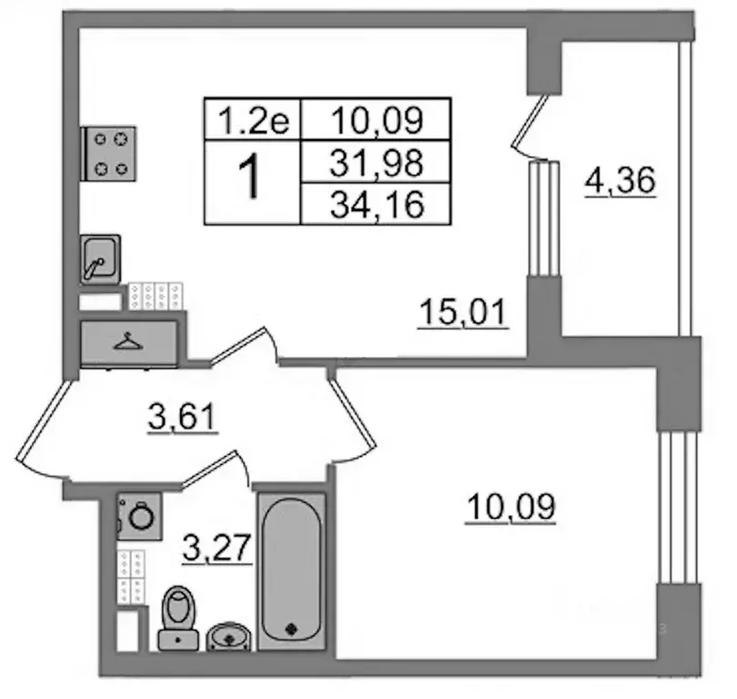 1-к кв. Санкт-Петербург Пулковское ш., 95к3 (34.16 м) - Фото 1