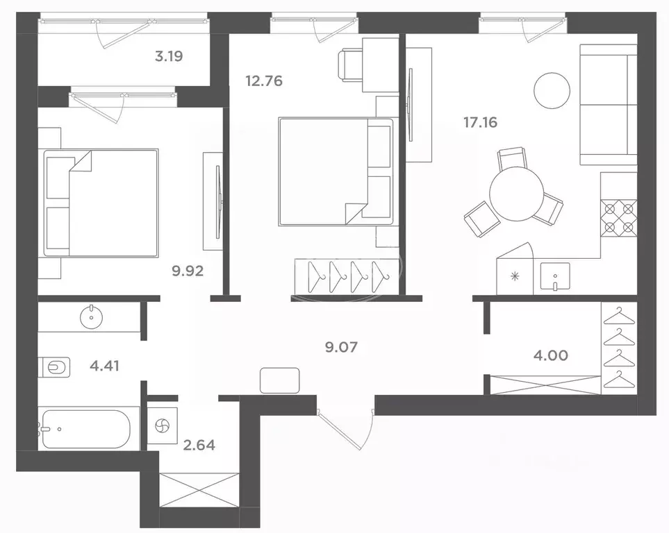 2-к кв. Калининградская область, Гурьевский муниципальный округ, пос. ... - Фото 2