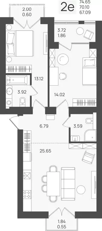 Квартира-студия: Калининградская область, Пионерский (70.1 м) - Фото 1