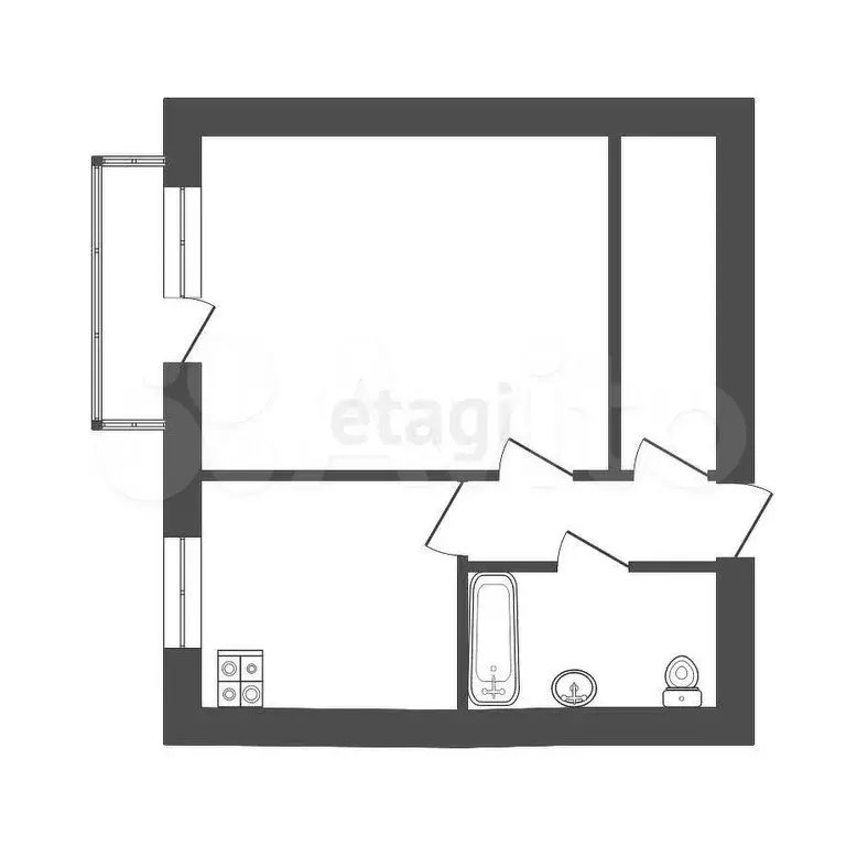 1-к. квартира, 28,8 м, 2/2 эт. - Фото 0