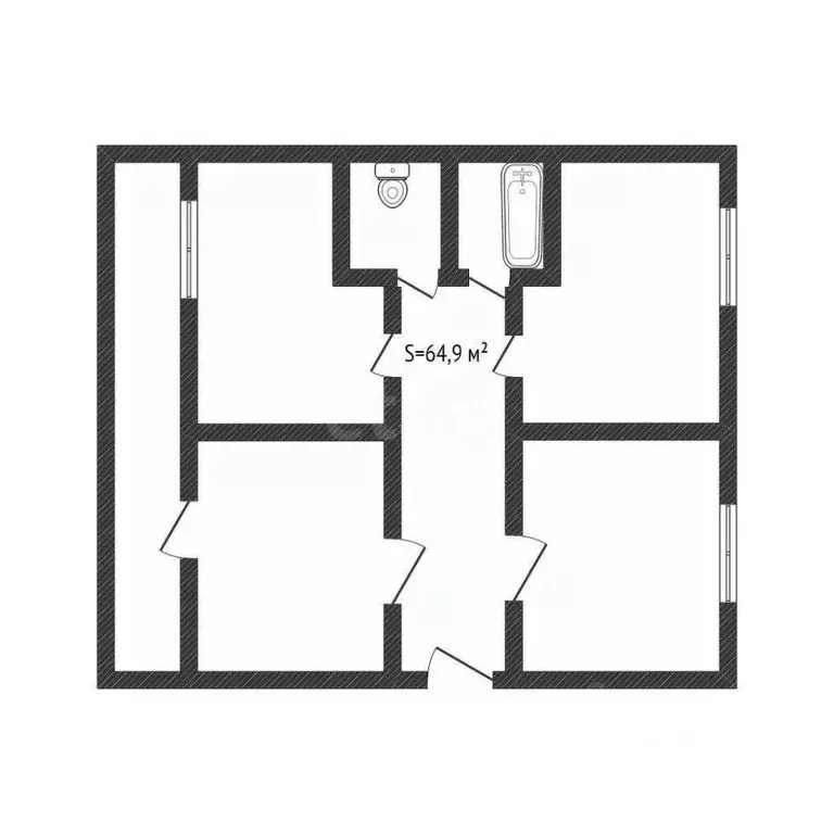 3-к кв. Алтайский край, Бийск ул. Максима Горького, 69 (64.9 м) - Фото 2