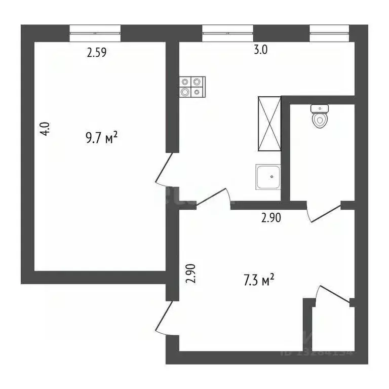 1-к кв. Вологодская область, Шексна рп, Барбач мкр ул. Зеленая, 4 ... - Фото 2