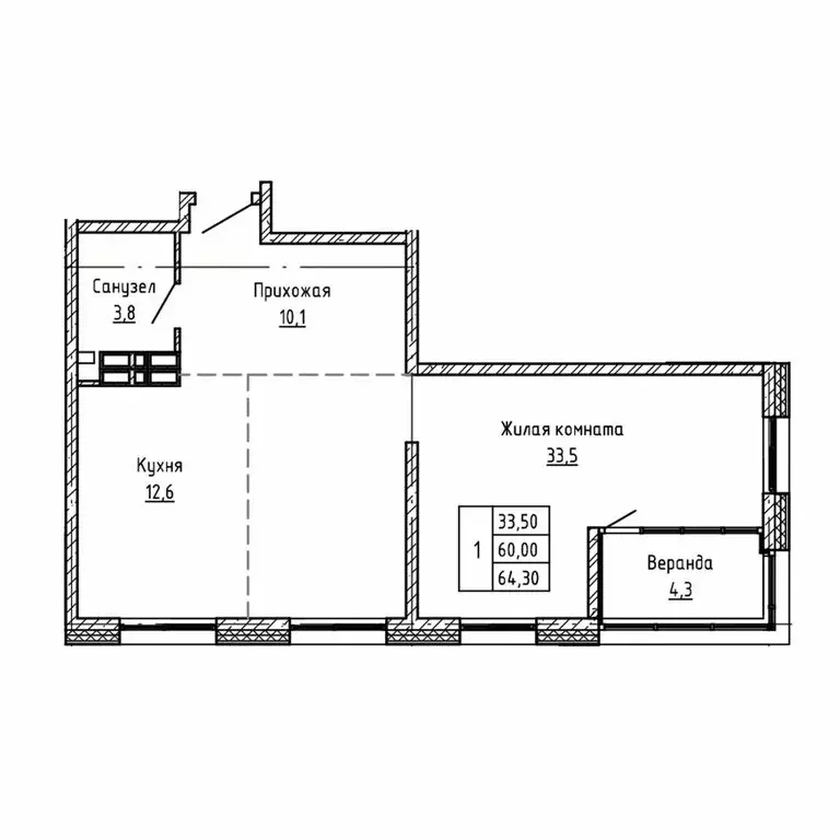 3-комнатная квартира: Владивосток, Первореченский район (64.3 м) - Фото 1