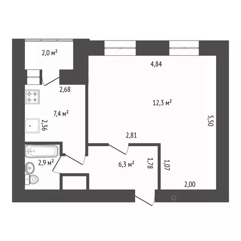 1-к кв. Башкортостан, Уфа ул. 50 лет СССР, 45А (38.3 м) - Фото 1