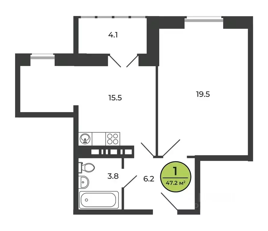 1-к кв. Брянская область, Брянский район, Свенское с/пос, пос. Свень ... - Фото 1