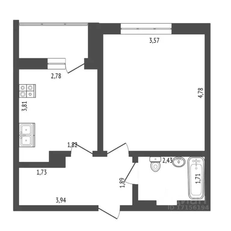 1-к кв. Тюменская область, Тюмень ул. Газовиков, 65 (38.2 м) - Фото 2
