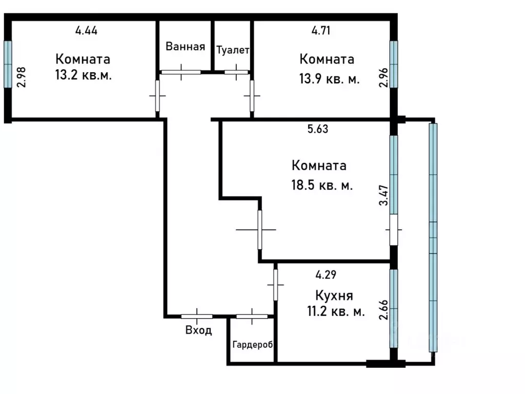 3-к кв. Томская область, Томск просп. Ленина, 261 (74.8 м) - Фото 2
