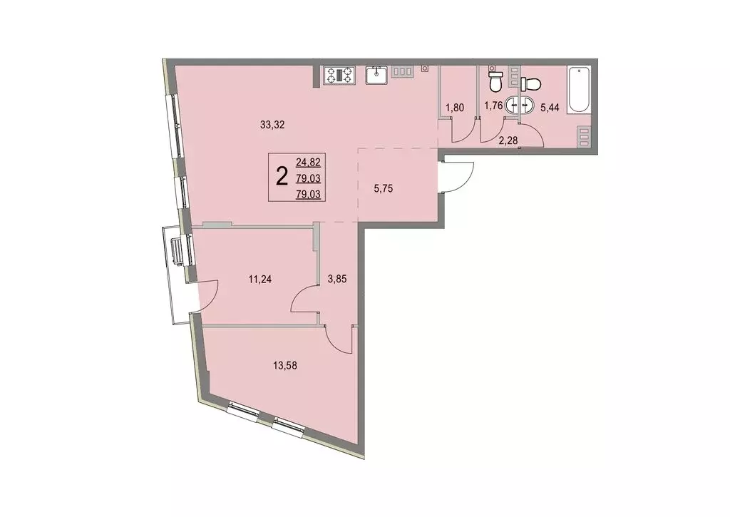 2-комнатная квартира: деревня Крюково, 6 (79.9 м) - Фото 0