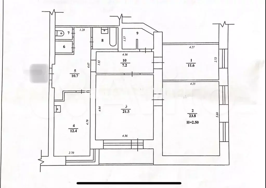 3-к. квартира, 96,7 м, 4/9 эт. - Фото 0