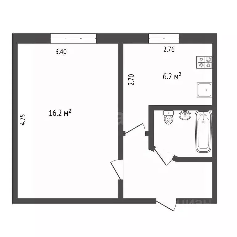 1-к кв. Ханты-Мансийский АО, Сургут ул. Пушкина, 3 (28.3 м) - Фото 1