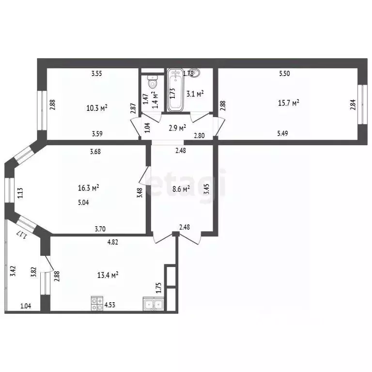 3-к кв. Орловская область, Орел Межевой пер., 9 (71.4 м) - Фото 1