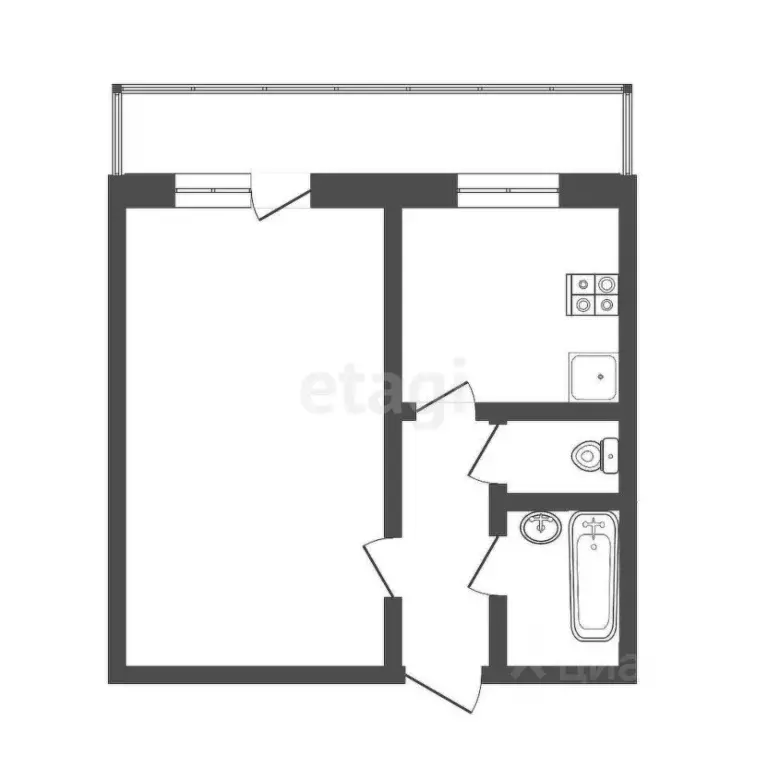 1-к кв. Тюменская область, Тюмень 6-й мкр, проезд 9 Мая, 2 (39.0 м) - Фото 1