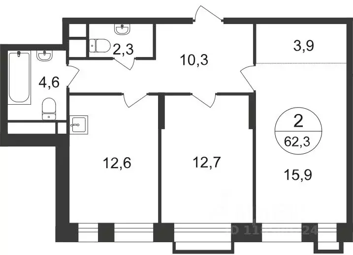 2-к кв. Москва, Москва, Московский г. ул. Лаптева, 9 (62.3 м) - Фото 0