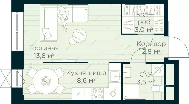 Студия Башкортостан, Уфа Глумилино жилрайон, Урман Сити жилой комплекс ... - Фото 0