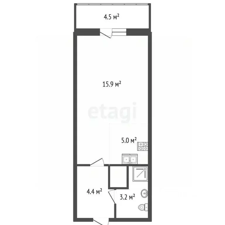 Студия Санкт-Петербург пос. Парголово, Заречная ул., 10 (28.5 м) - Фото 2