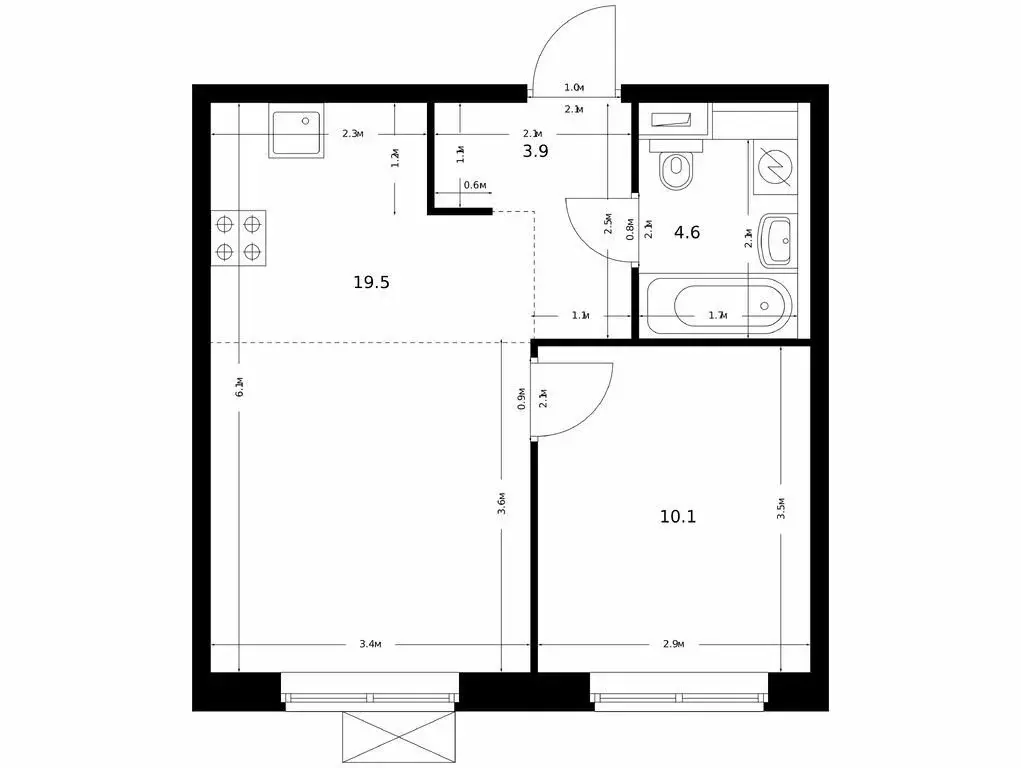1-комнатная квартира: Благовещенск, ЖК Зея Парк, 3 (38.1 м) - Фото 1