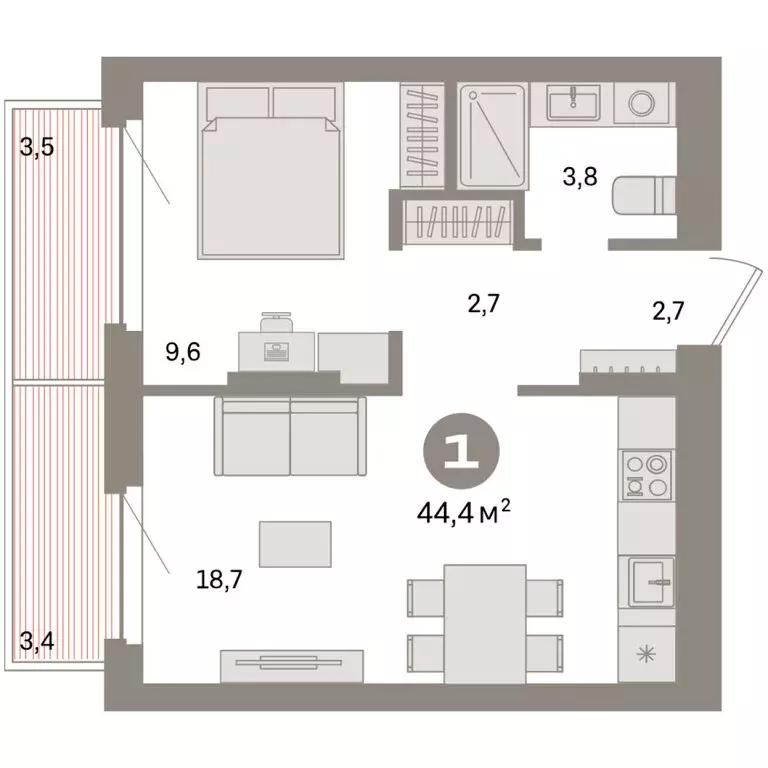 1-комнатная квартира: Екатеринбург, жилой район Сортировочный, ... - Фото 2