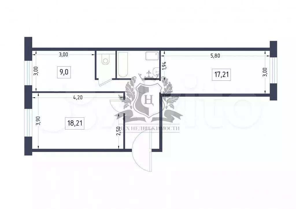 2-к. квартира, 57 м, 2/5 эт. - Фото 0