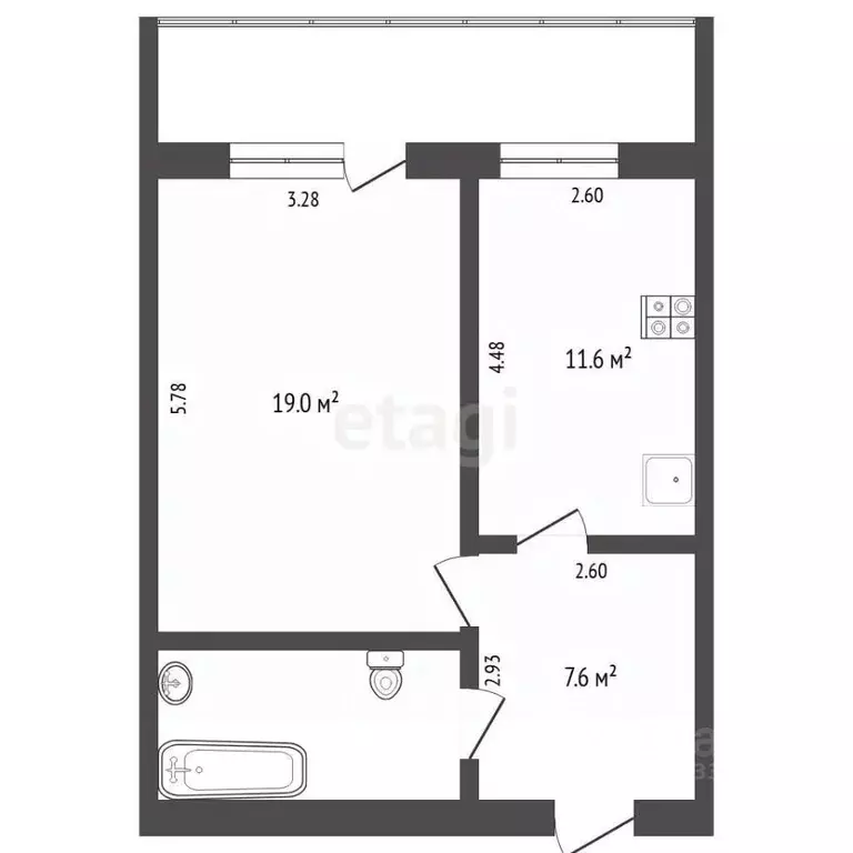1-к кв. Тюменская область, Тюмень Олимпийская ул., 51 (43.5 м) - Фото 2