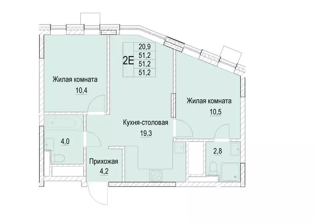 2-к кв. Московская область, Мытищи ул. Академика Каргина, 26А (51.2 м) - Фото 0