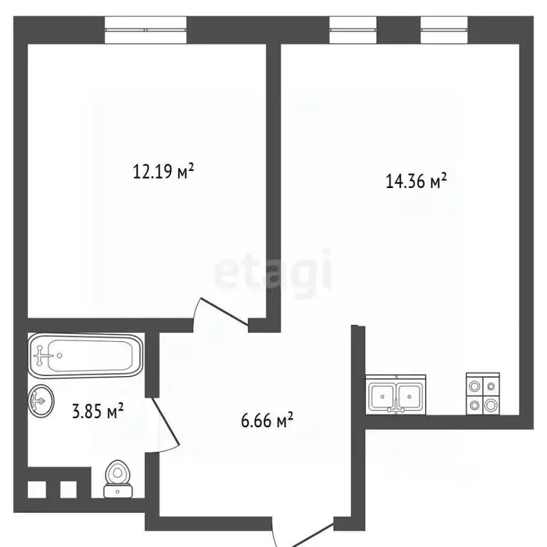 1-к кв. Тюменская область, Тюмень ул. Газовиков, 73к1 (37.9 м) - Фото 2