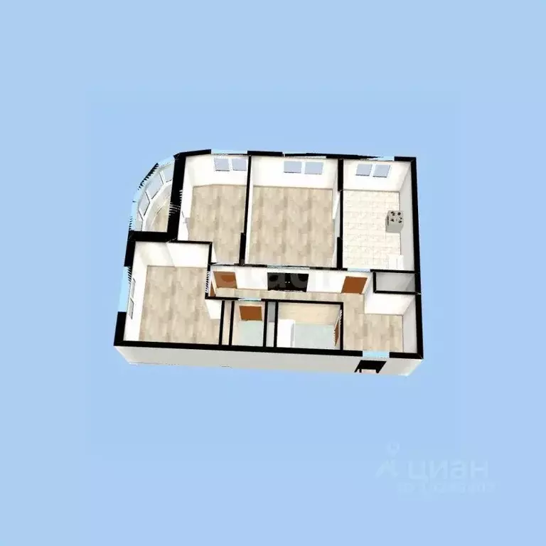 3-к кв. Башкортостан, Уфа ул. Глумилинская, 4 (68.7 м) - Фото 2