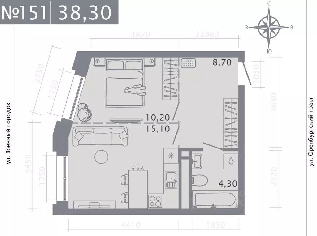 1-к кв. Татарстан, Казань ул. Шишкина (38.3 м) - Фото 0