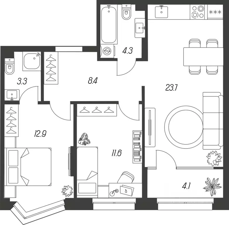 2-к кв. Тульская область, Тула ул. Михеева, 9А (68.3 м) - Фото 1