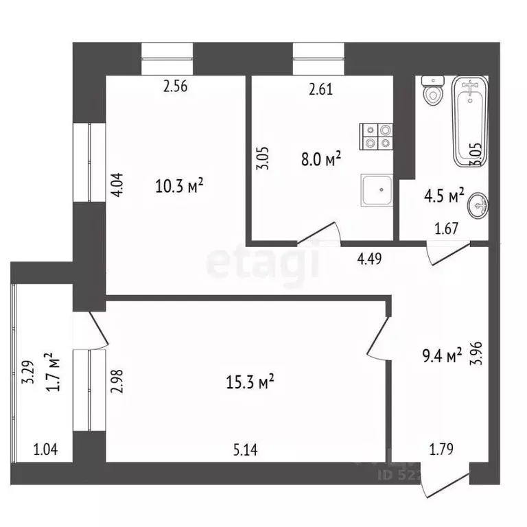2-к кв. Татарстан, Елабуга ул. Азина, 108А (57.0 м) - Фото 2