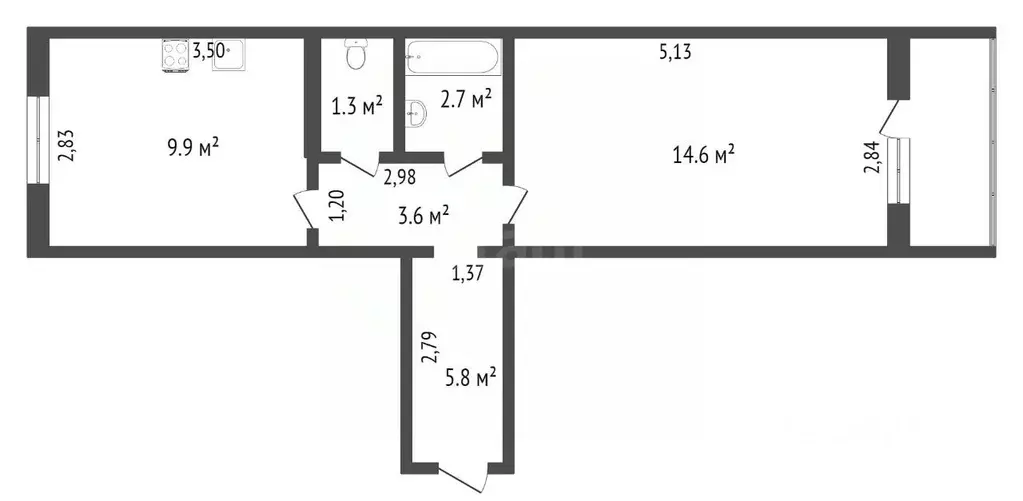 1-к кв. Тюменская область, Тюмень ул. Казачьи луга, 4к2 (35.9 м) - Фото 2