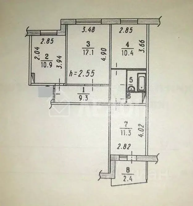 3-к кв. Омская область, Омск ул. Николая Кузнецова, 12 (63.0 м) - Фото 1