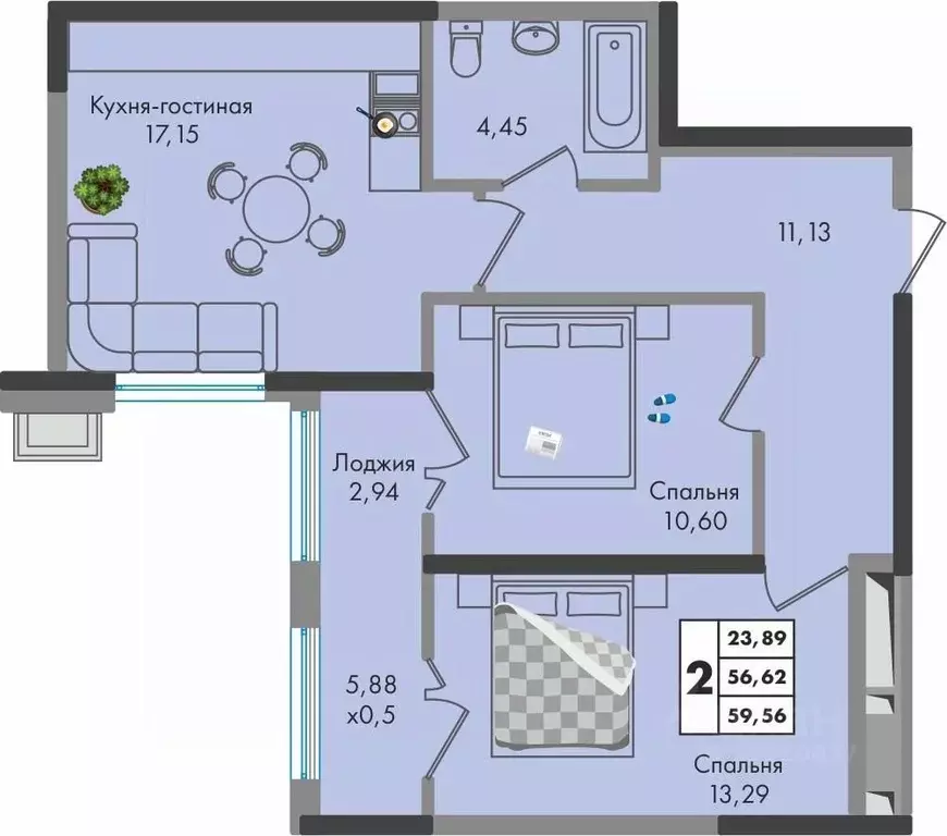 2-к кв. Краснодарский край, Краснодар Зеленая Территория жилой ... - Фото 1