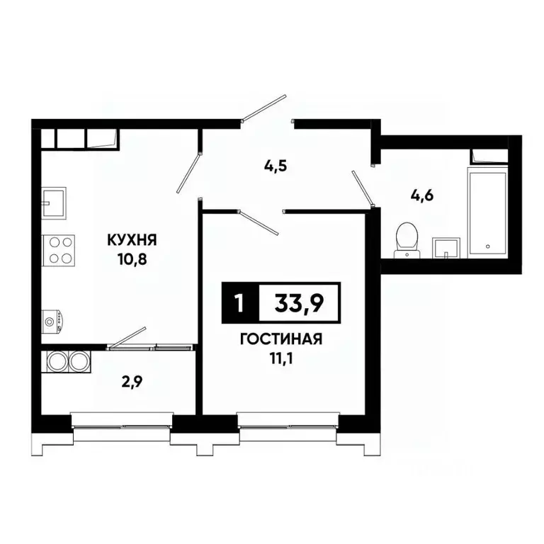 1-к кв. Ставропольский край, Ставрополь просп. Российский, 16к1 (33.9 ... - Фото 1