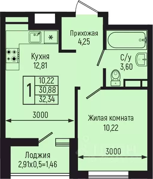 1-к кв. Краснодарский край, Туапсинский муниципальный округ, с. Небуг  ... - Фото 0