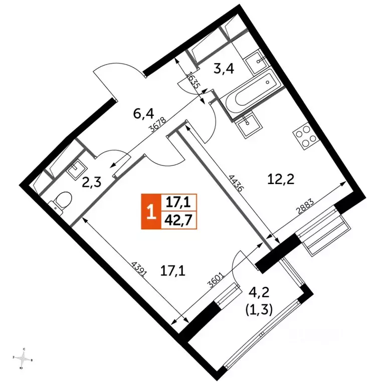 1-к кв. Московская область, Ленинский городской округ, пос. Развилка ... - Фото 1