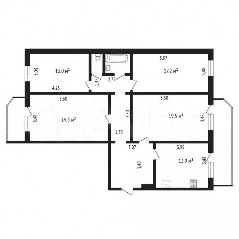 4-к. квартира, 109 м, 6/9 эт. - Фото 0